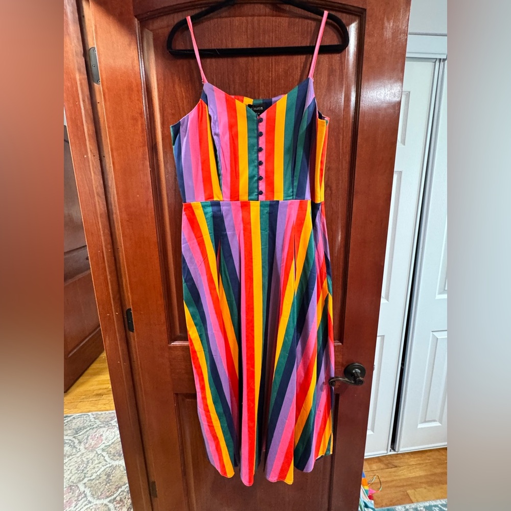 NWT -Bright & Beautiful Rainbow Striped Midi Dress